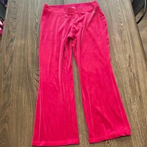 Juicy Couture Velour Flare Leg Rhinestone Logo Track Pants Stretch Pink Size XL